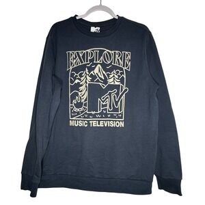 MTV Explore Music Television Graphic Crewneck Sweatshirt Mens Large Black 2022